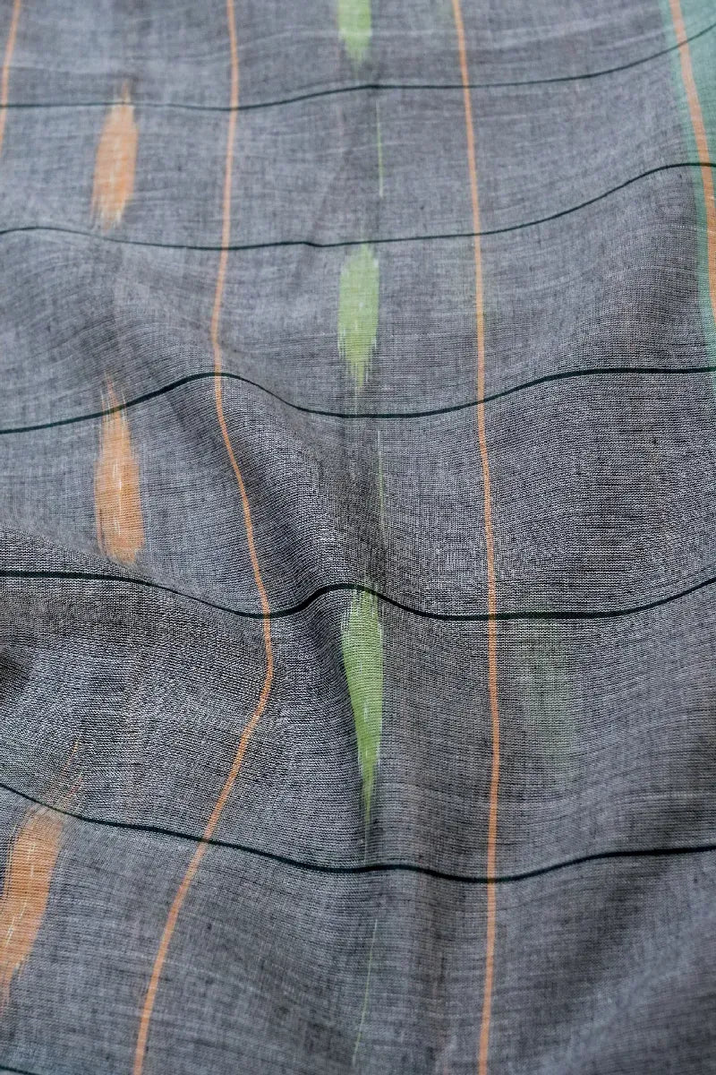 BANARASI SMOKE GREY COLOR HANDLOOM COTTON