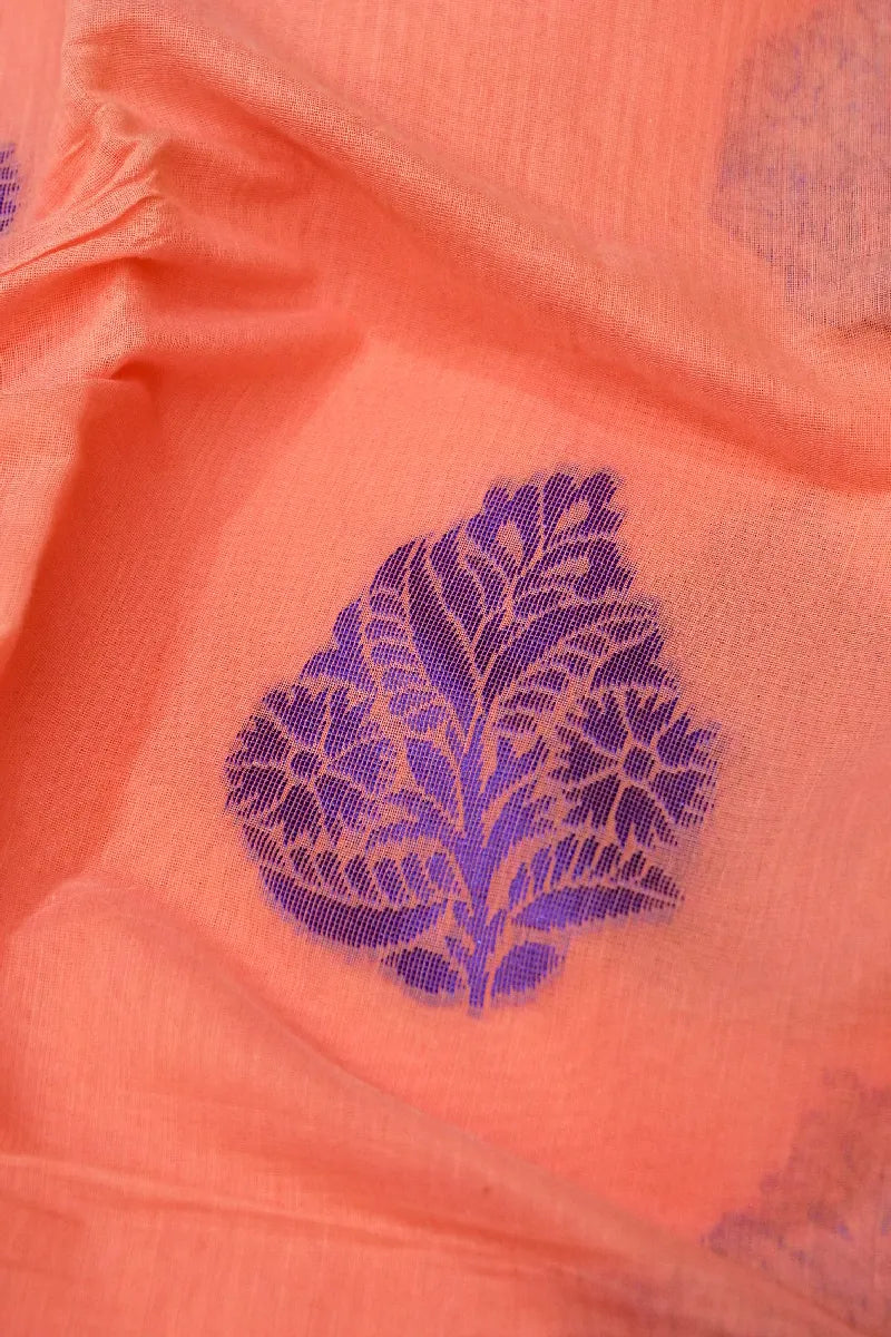 BANARASI PEACH COLOR SIKO COTTON SAREE