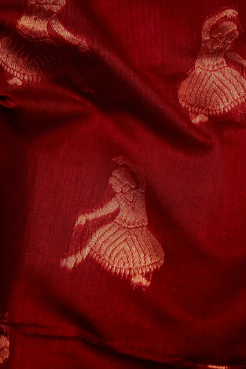 BANARASI MAROON COLOR SIKO COTTON SAREE