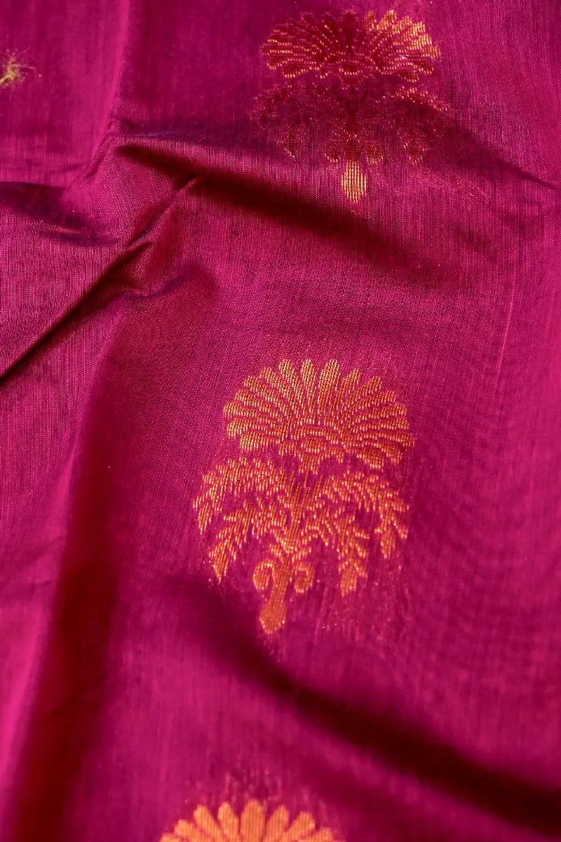 BANARASI WINE COLOR SIKO COTTON SAREE