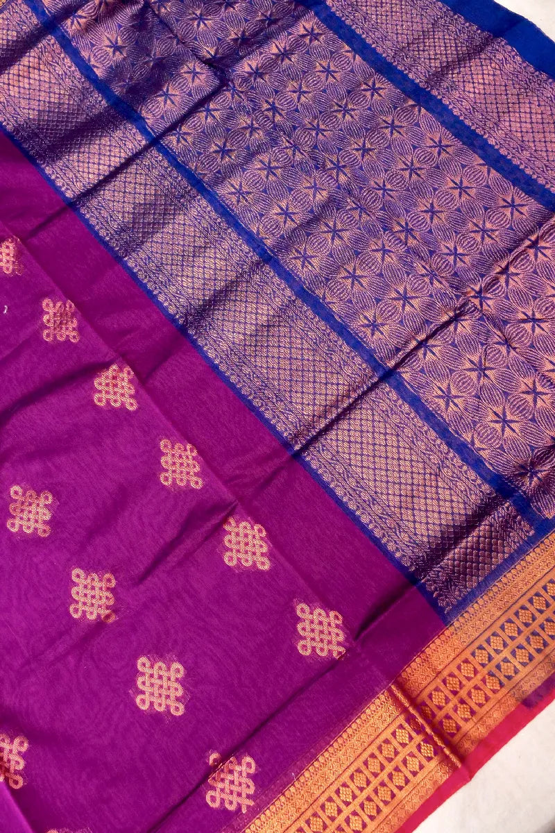 BANARASI PURPLE COLOR SIKO COTTON SAREE