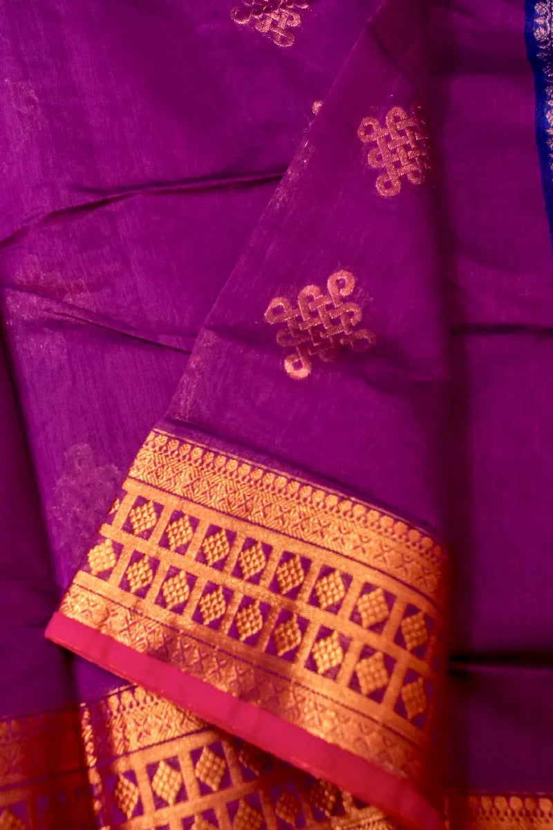 BANARASI PURPLE COLOR SIKO COTTON SAREE