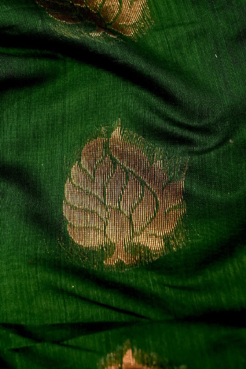 BANARASI MEHENDI GREEN COLOR SIKO COTTON SAREE