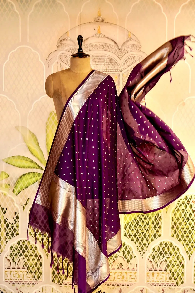 PURPLE COLOR BANARASI SILK DUPATTA