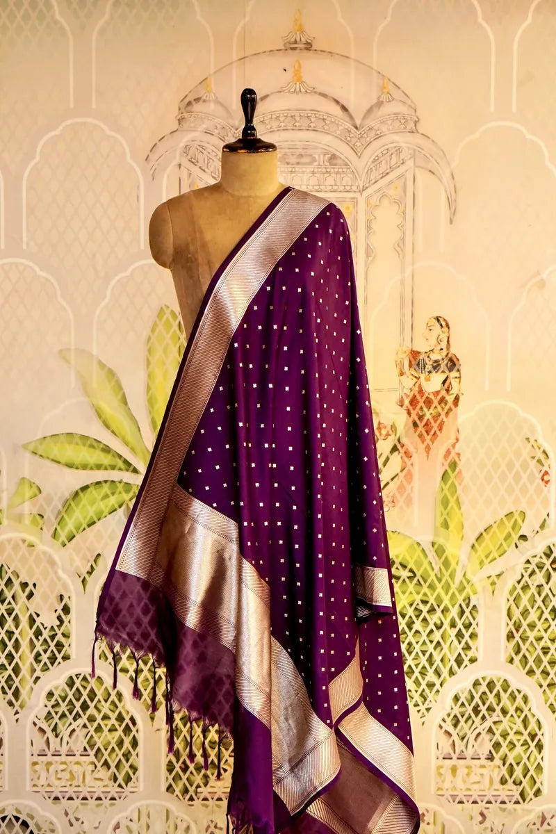 PURPLE COLOR BANARASI SILK DUPATTA
