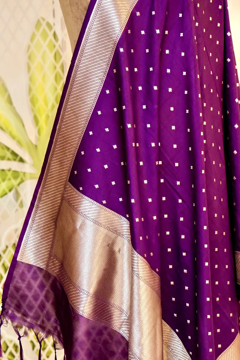 PURPLE COLOR BANARASI SILK DUPATTA