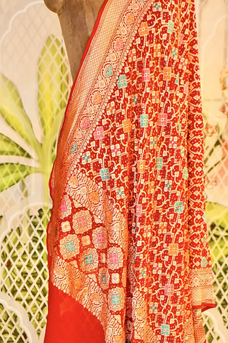 PURE HANDLOOM MAROON COLOR KHADDI BANDHANI DUPATTA