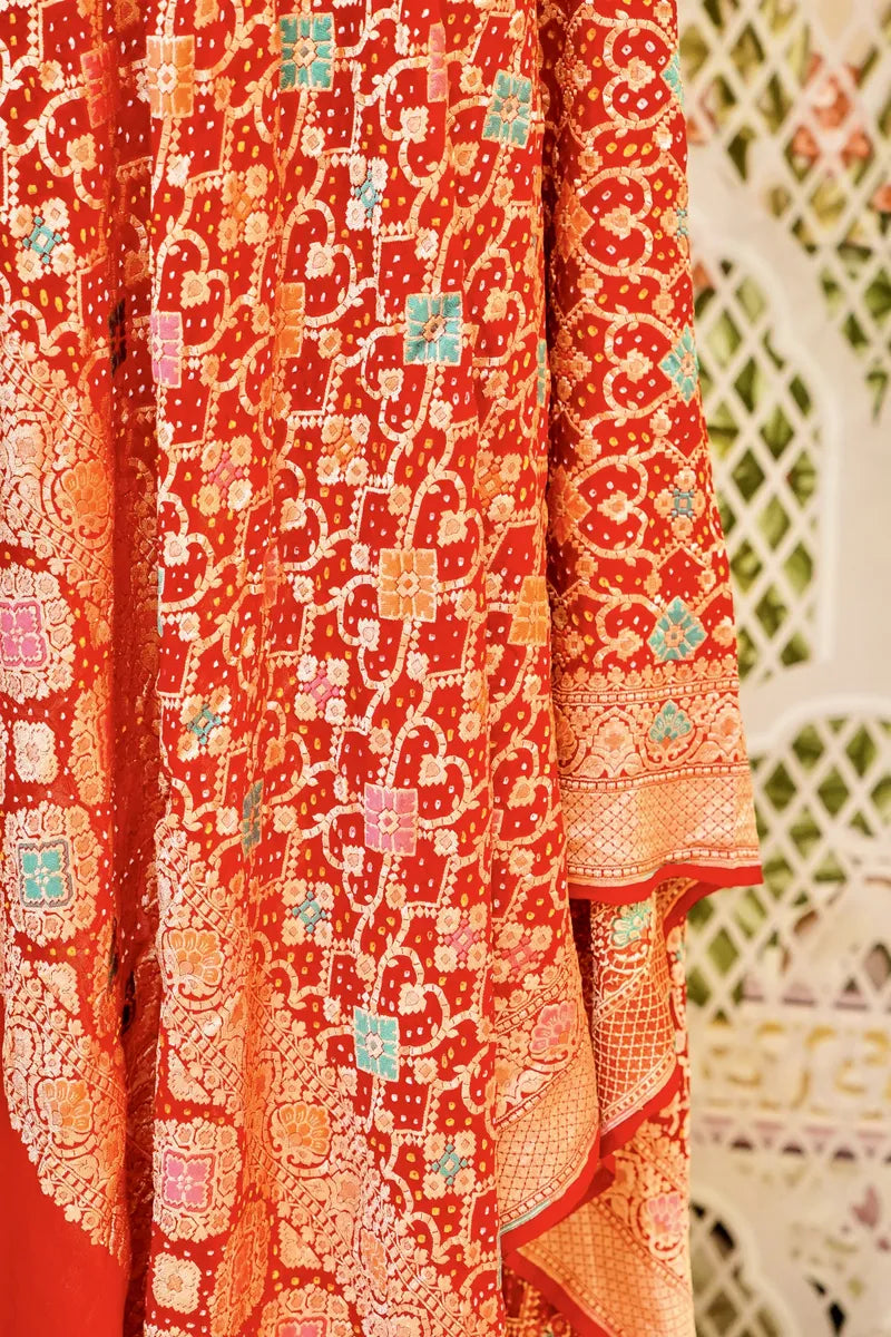 PURE HANDLOOM MAROON COLOR KHADDI BANDHANI DUPATTA