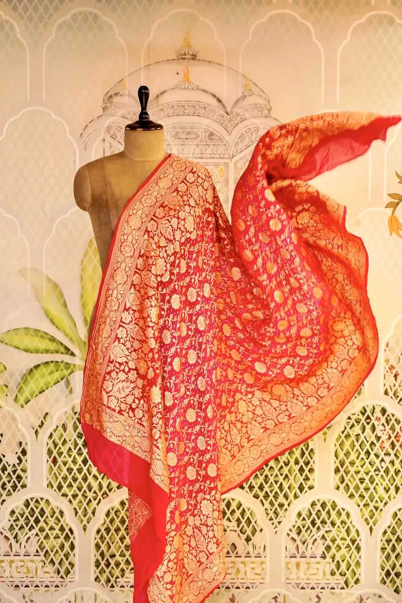 PURE HANDLOOM PINK COLOR KHADDI BANDHANI DUPATTA