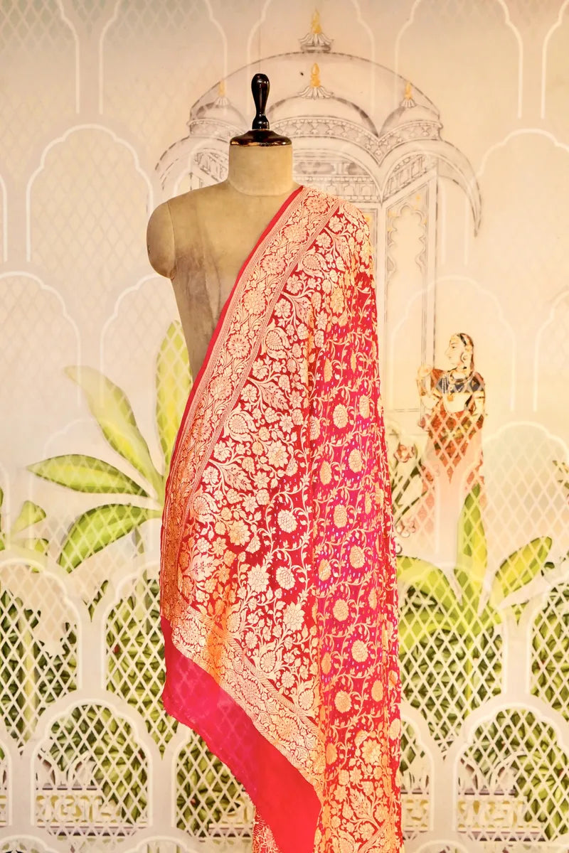 PURE HANDLOOM PINK COLOR KHADDI BANDHANI DUPATTA