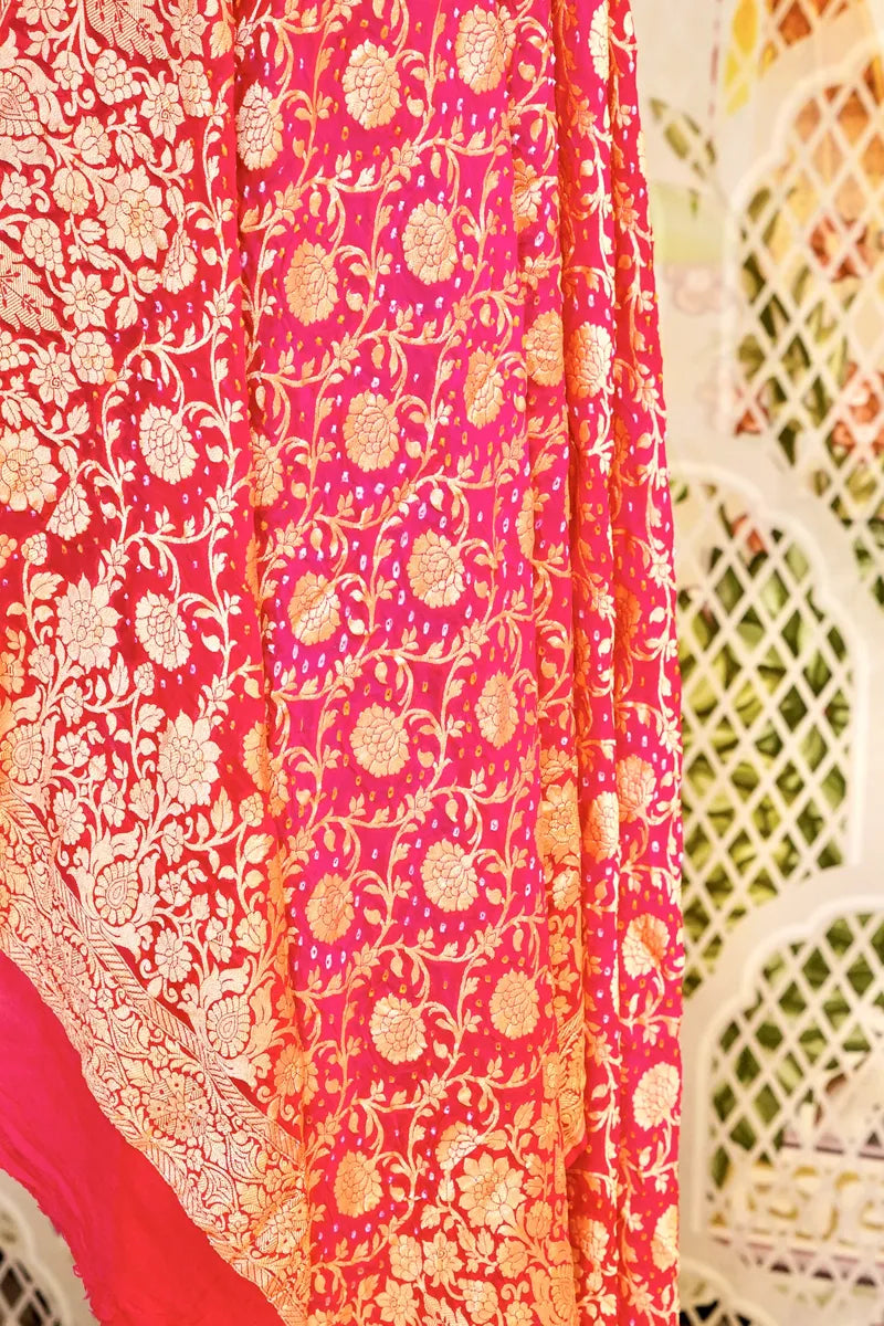 PURE HANDLOOM PINK COLOR KHADDI BANDHANI DUPATTA