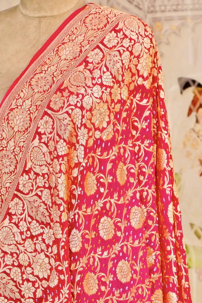 PURE HANDLOOM PINK COLOR KHADDI BANDHANI DUPATTA