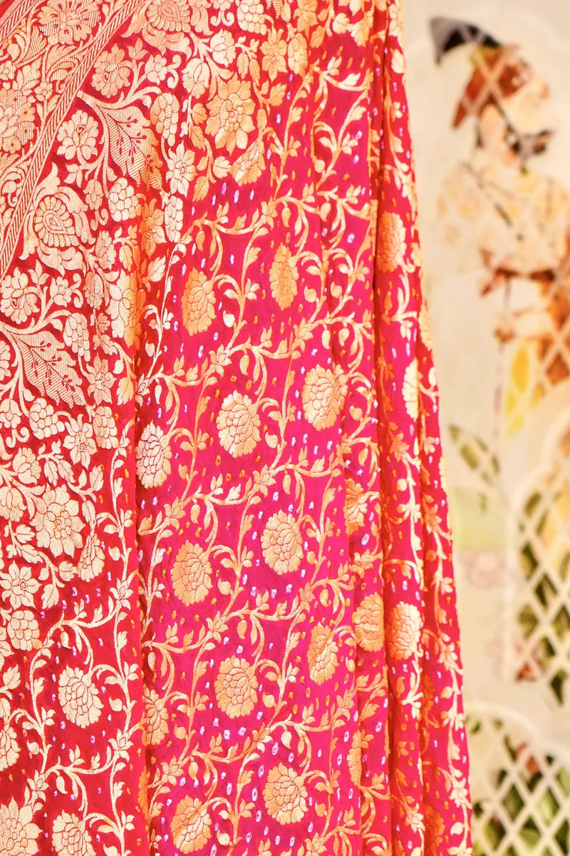 PURE HANDLOOM PINK COLOR KHADDI BANDHANI DUPATTA