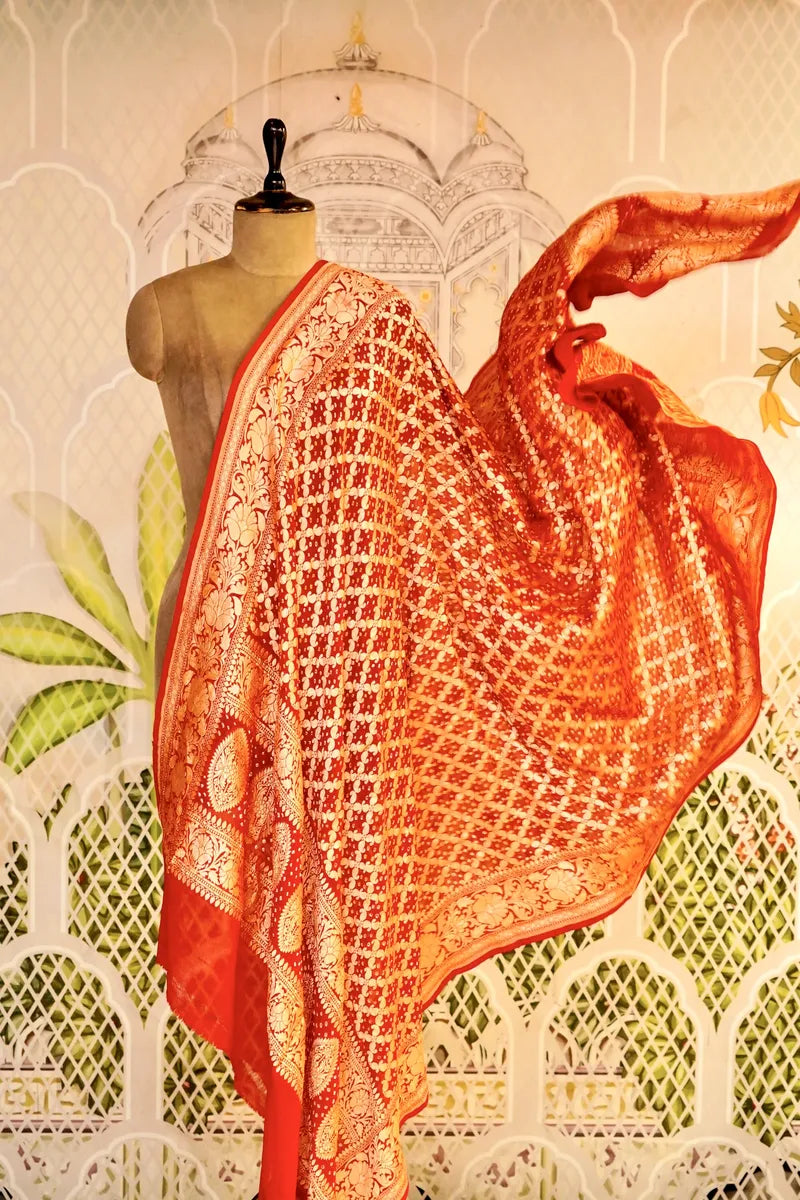 PURE HANDLOOM MAROON COLOR KHADDI BANDHANI DUPATTA