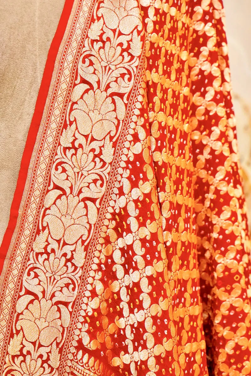 PURE HANDLOOM MAROON COLOR KHADDI BANDHANI DUPATTA