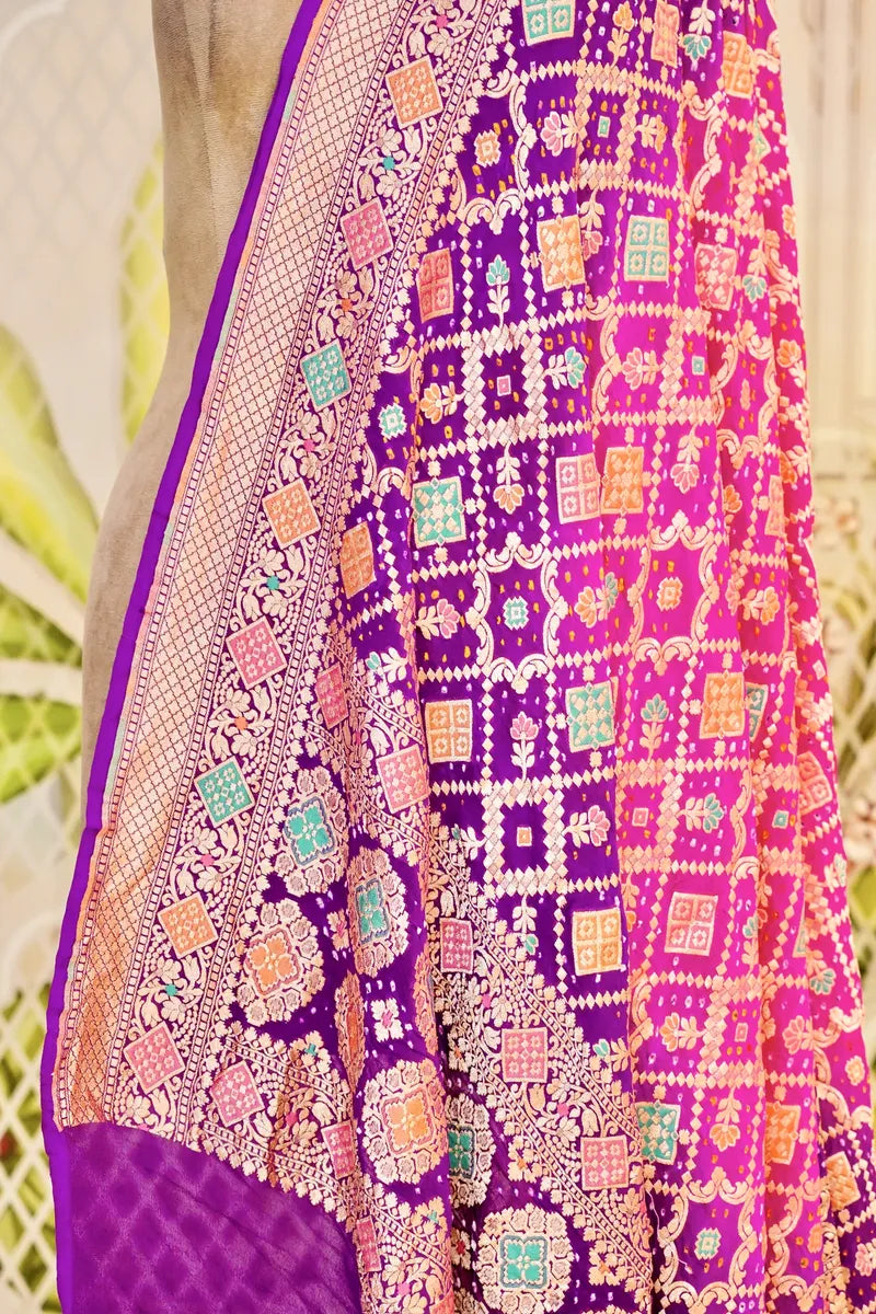 PURE HANDLOOM RANI COLOR KHADDI BANDHANI DUPATTA