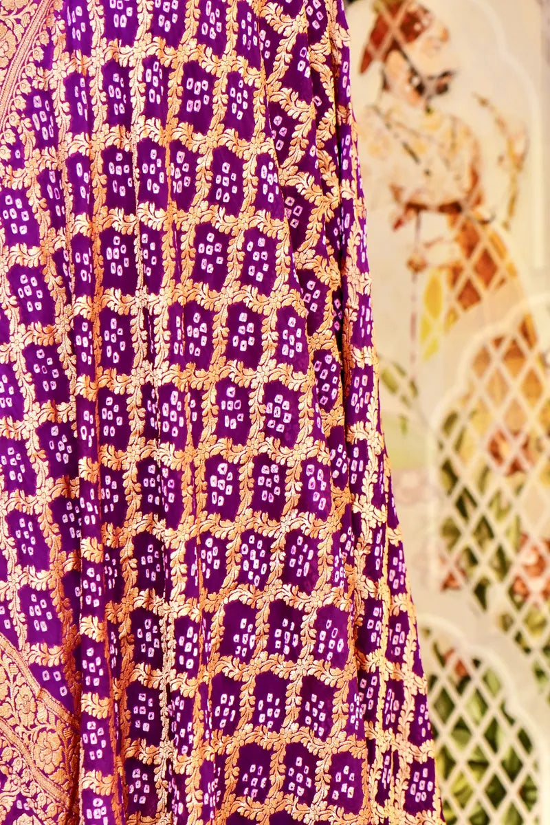 PURE HANDLOOM PURPLE COLOR KHADDI BANDHANI DUPATTA