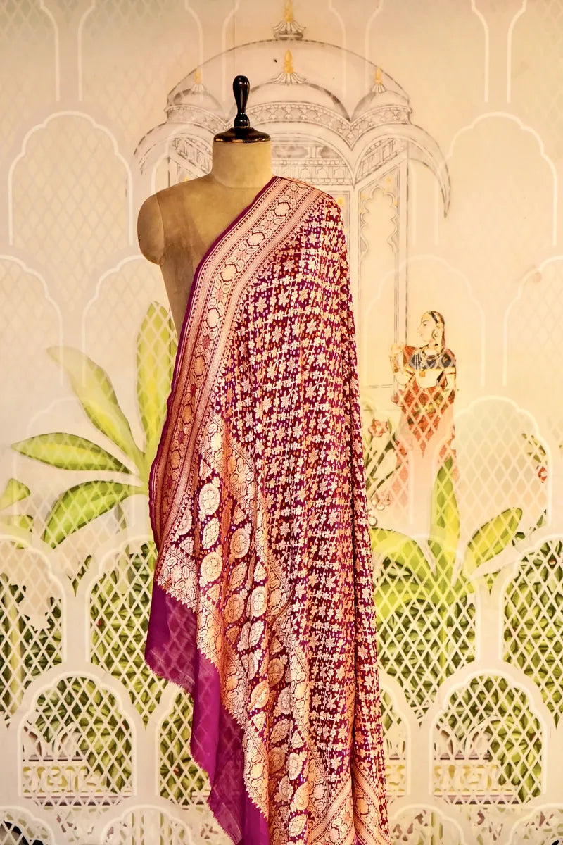 PURE HANDLOOM MAGENTA COLOR KHADDI BANDHANI DUPATTA