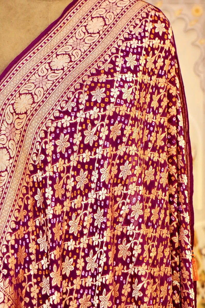 PURE HANDLOOM MAGENTA COLOR KHADDI BANDHANI DUPATTA