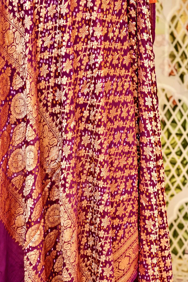 PURE HANDLOOM MAGENTA COLOR KHADDI BANDHANI DUPATTA
