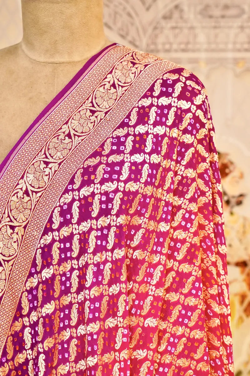 PURE HANDLOOM RANI COLOR KHADDI BANDHANI DUPATTA