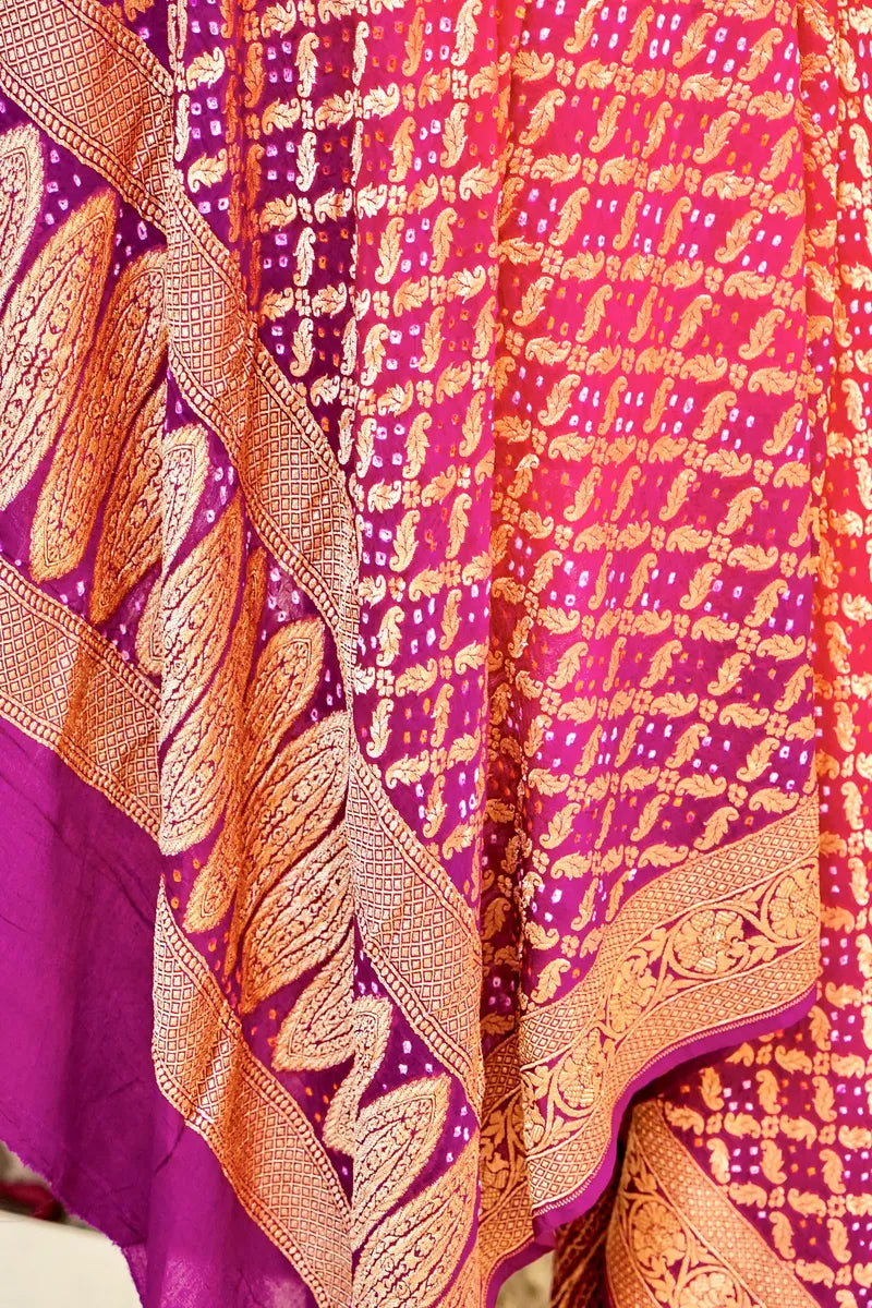PURE HANDLOOM RANI COLOR KHADDI BANDHANI DUPATTA