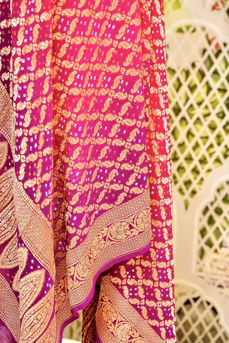 PURE HANDLOOM RANI COLOR KHADDI BANDHANI DUPATTA