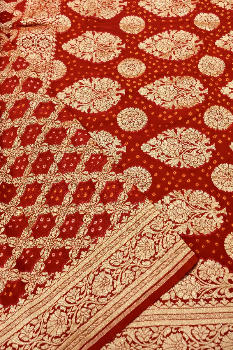RED COLOR PURE HANDLOOM KHADDI GEORGETTE SAREE
