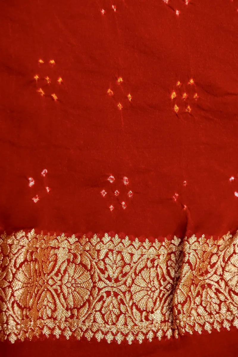 RED COLOR PURE HANDLOOM KHADDI GEORGETTE SAREE