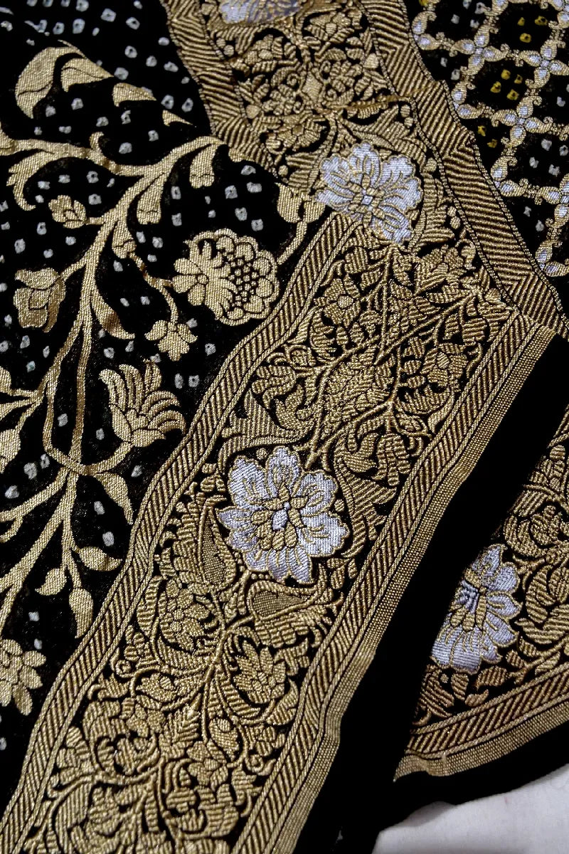 BLACK COLOR PURE HANDLOOM KHADDI GEORGETTE SAREE