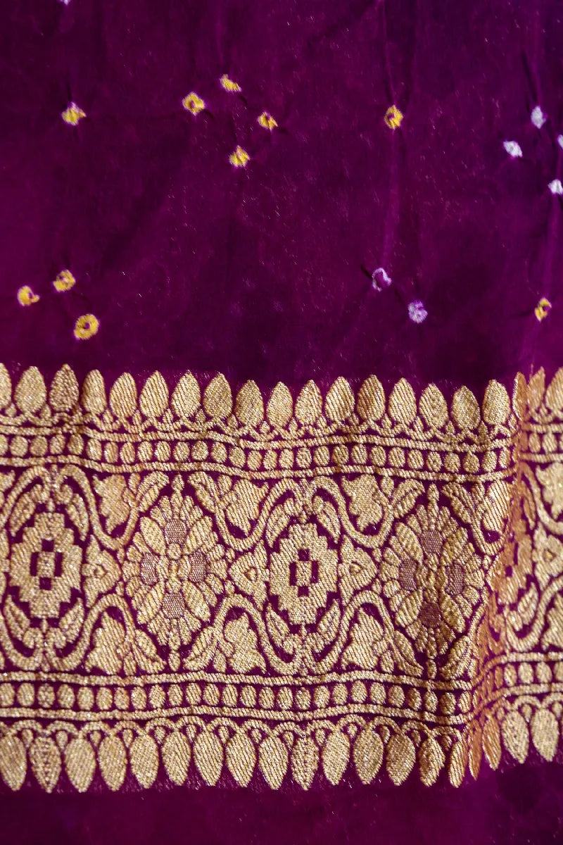 MULTI COLOR PURE HANDLOOM KHADDI GEORGETTE BANDHANI SAREE