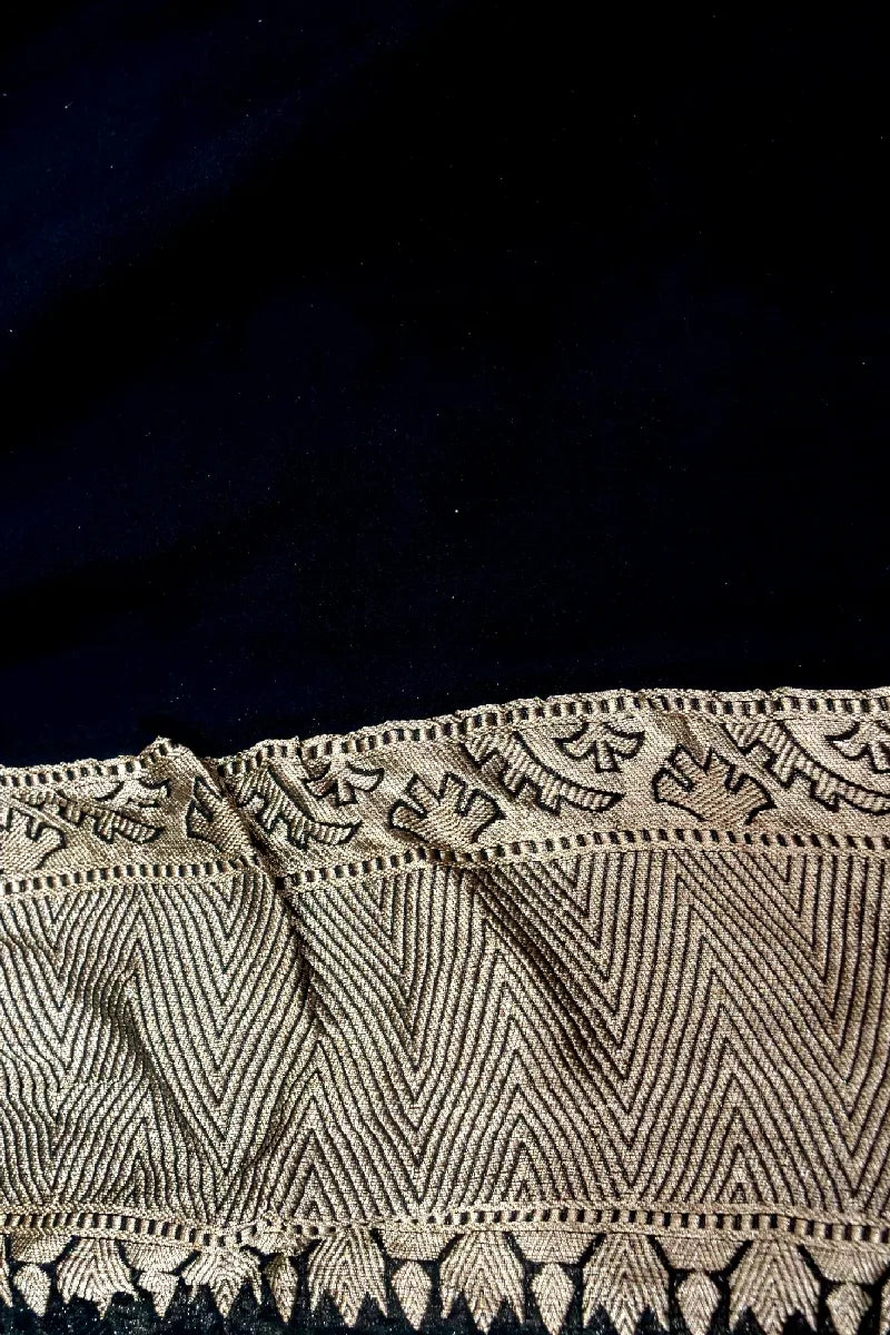 NAVY BLUE COLOR PURE HANDLOOM KHADDI GEORGETTE SAREE