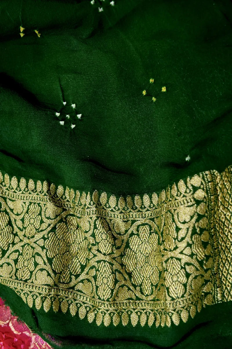 MULTI COLOR PURE HANDLOOM KHADDI GEORGETTE BANDHANI SAREE
