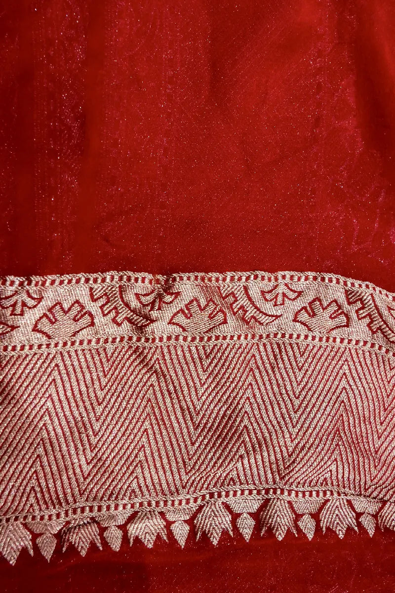 RED COLOR PURE HANDLOOM KHADDI GEORGETTE SAREE