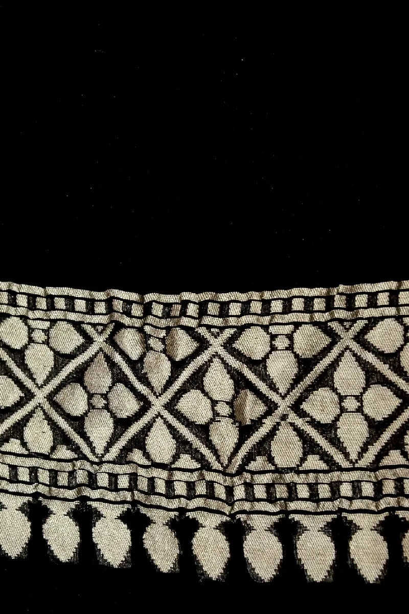 BLACK COLOR PURE HANDLOOM KHADDI GEORGETTE SAREE