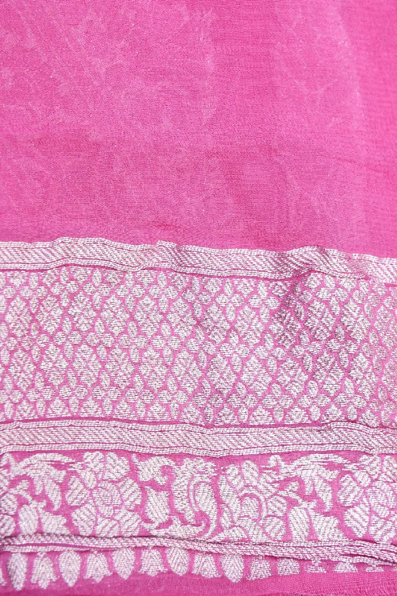 PONDS PINK COLOR PURE HANDLOOM KHADDI GEORGETTE SAREE