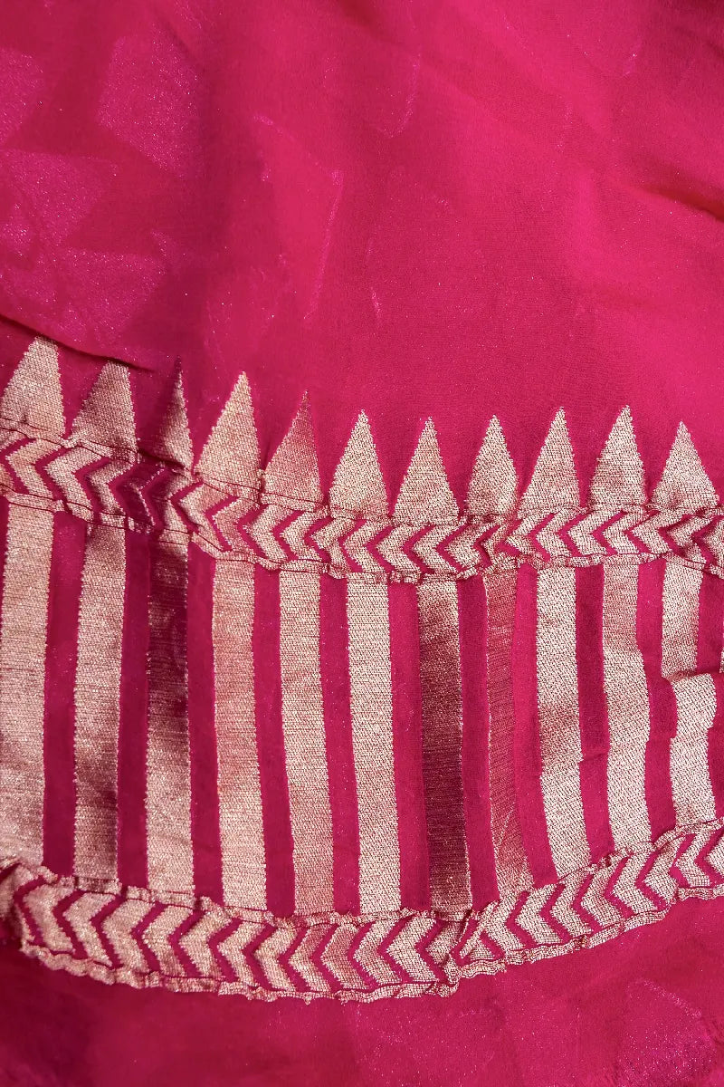 PESTAL HOT PINK COLOR PURE HANDLOOM KHADDI GEORGETTE SAREE
