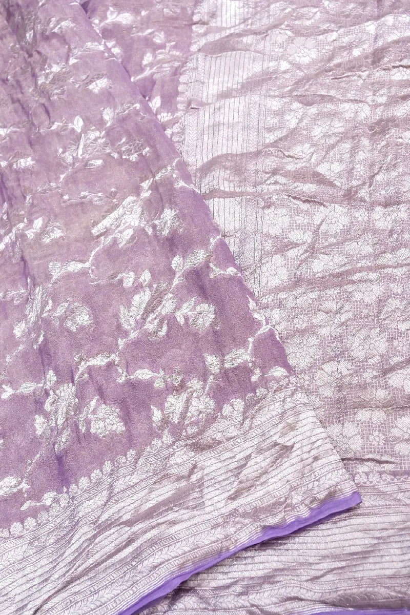 PESTAL PURPLE COLOR PURE HANDLOOM KHADDI GEORGETTE SAREE