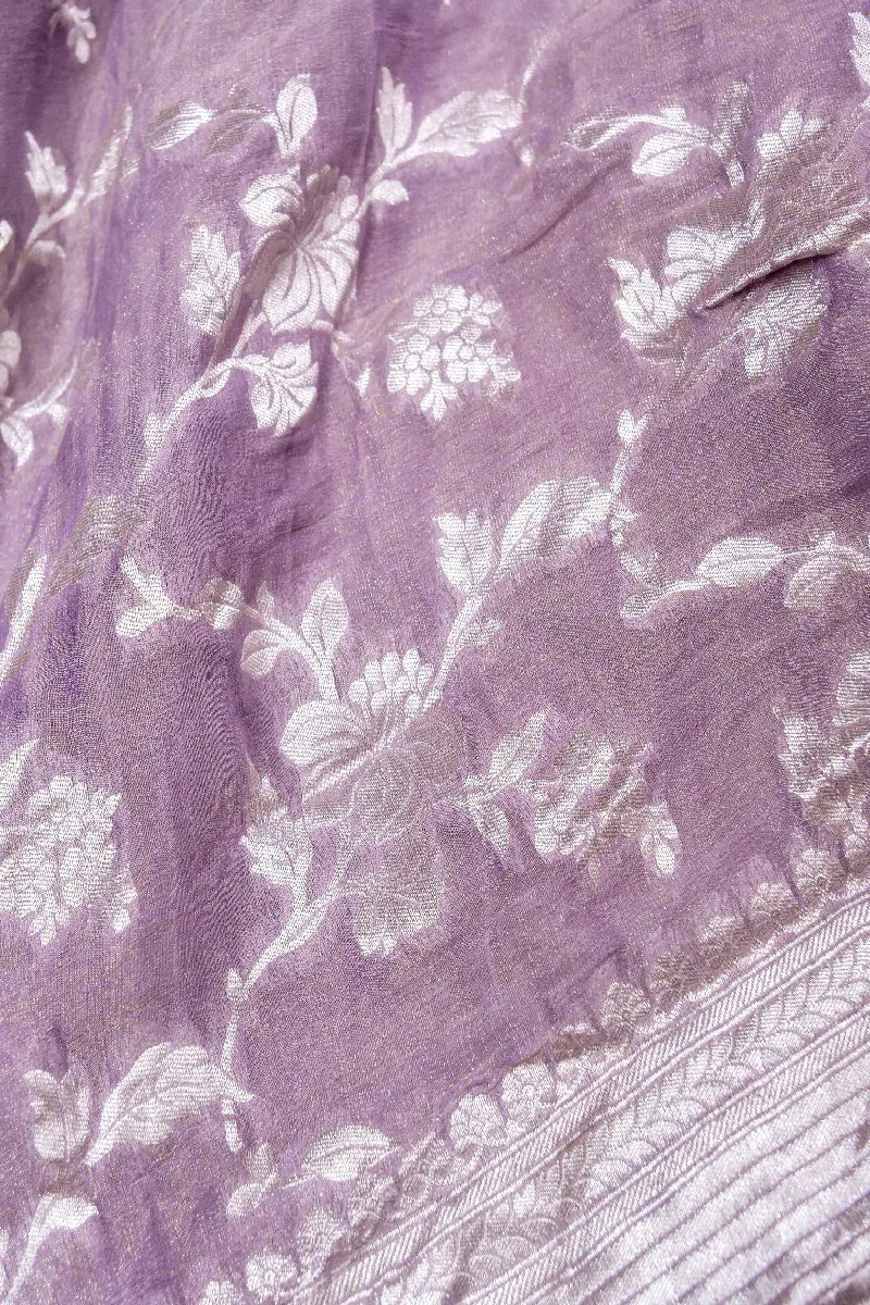 PESTAL PURPLE COLOR PURE HANDLOOM KHADDI GEORGETTE SAREE