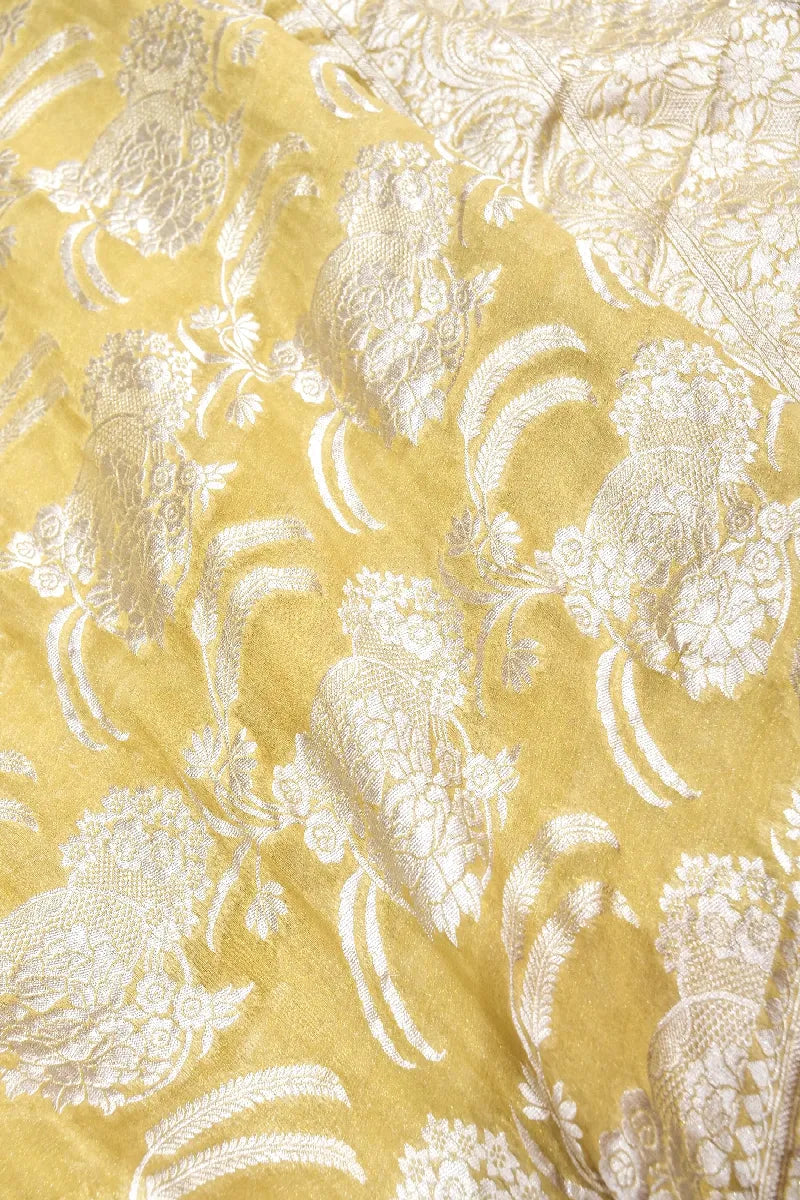 LEMON YELLOW COLOR PURE HANDLOOM KHADDI GEORGETTE SAREE