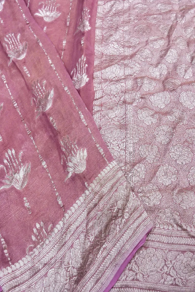 PESTAL PURPLE COLOR PURE HANDLOOM KHADDI GEORGETTE SAREE