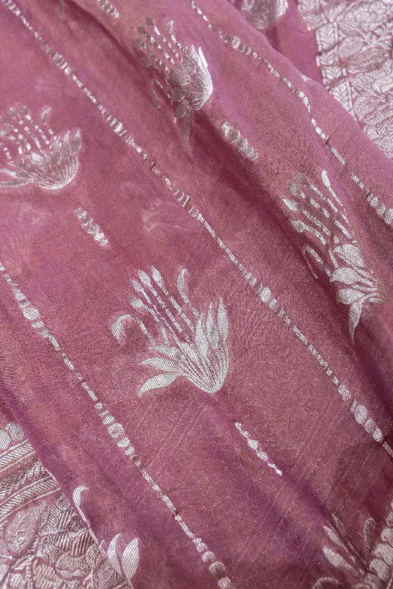 PESTAL PURPLE COLOR PURE HANDLOOM KHADDI GEORGETTE SAREE
