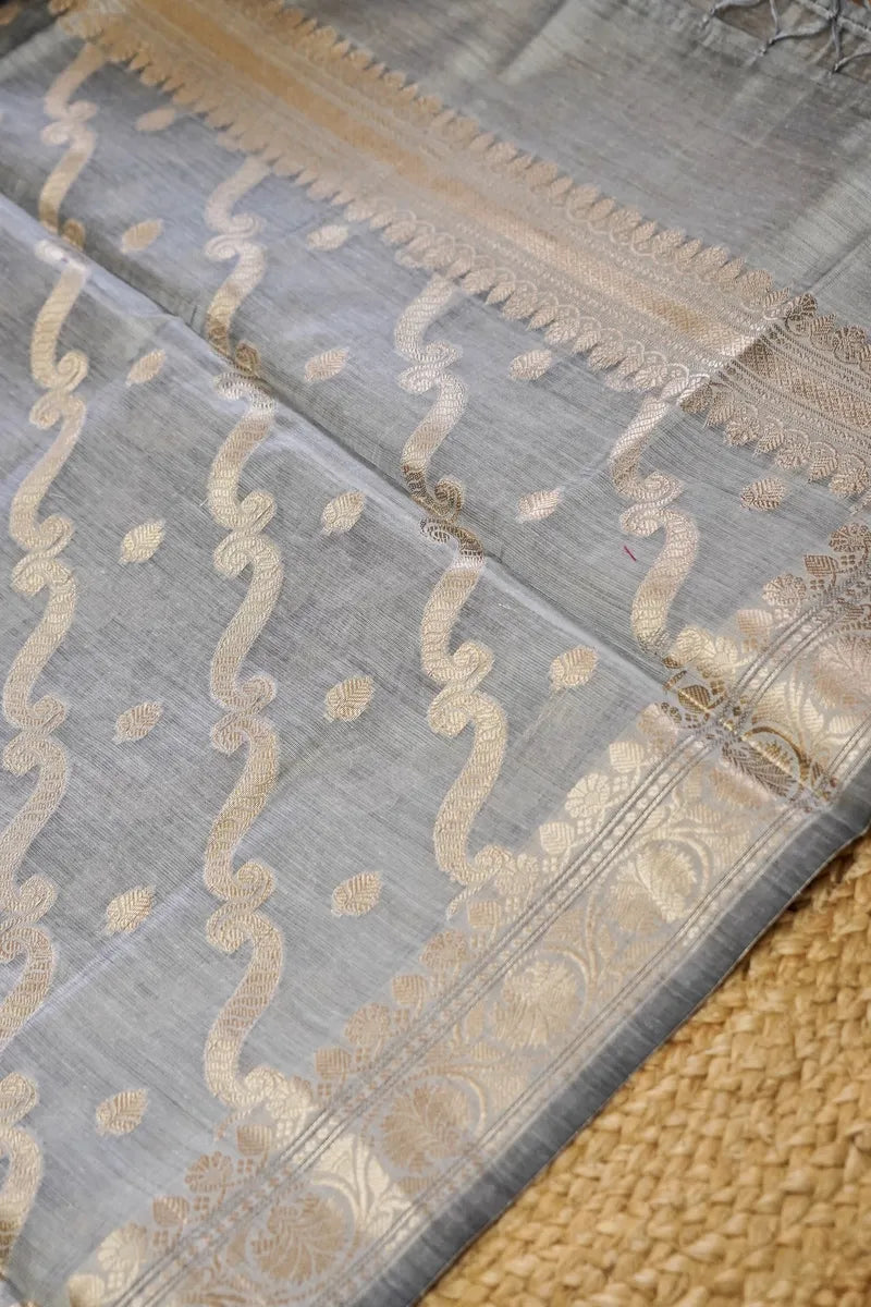 COTTON SILK BLACK WITH GREY COLOR UNSTITCHED SUIT MATERIAL