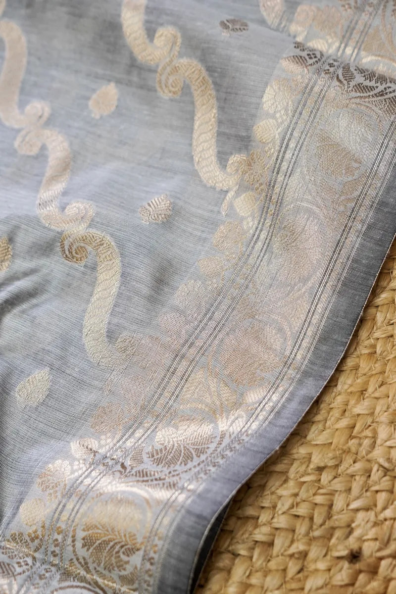 COTTON SILK BLACK WITH GREY COLOR UNSTITCHED SUIT MATERIAL