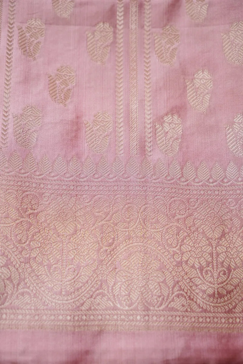 BANARASI SILK PONDS PINK COLOR UNSTITCHED SUIT MATERIAL