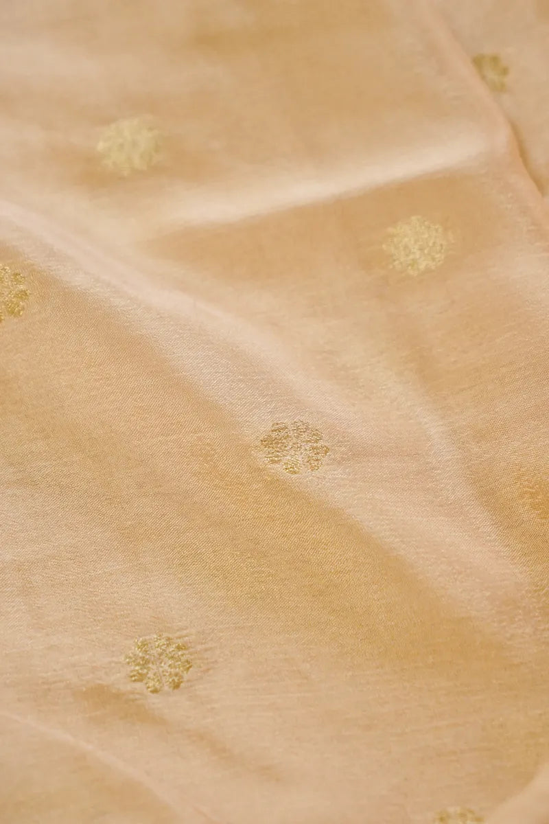 KHADDI SILK PEACH COLOR UNSTITCHED SUIT MATERIAL