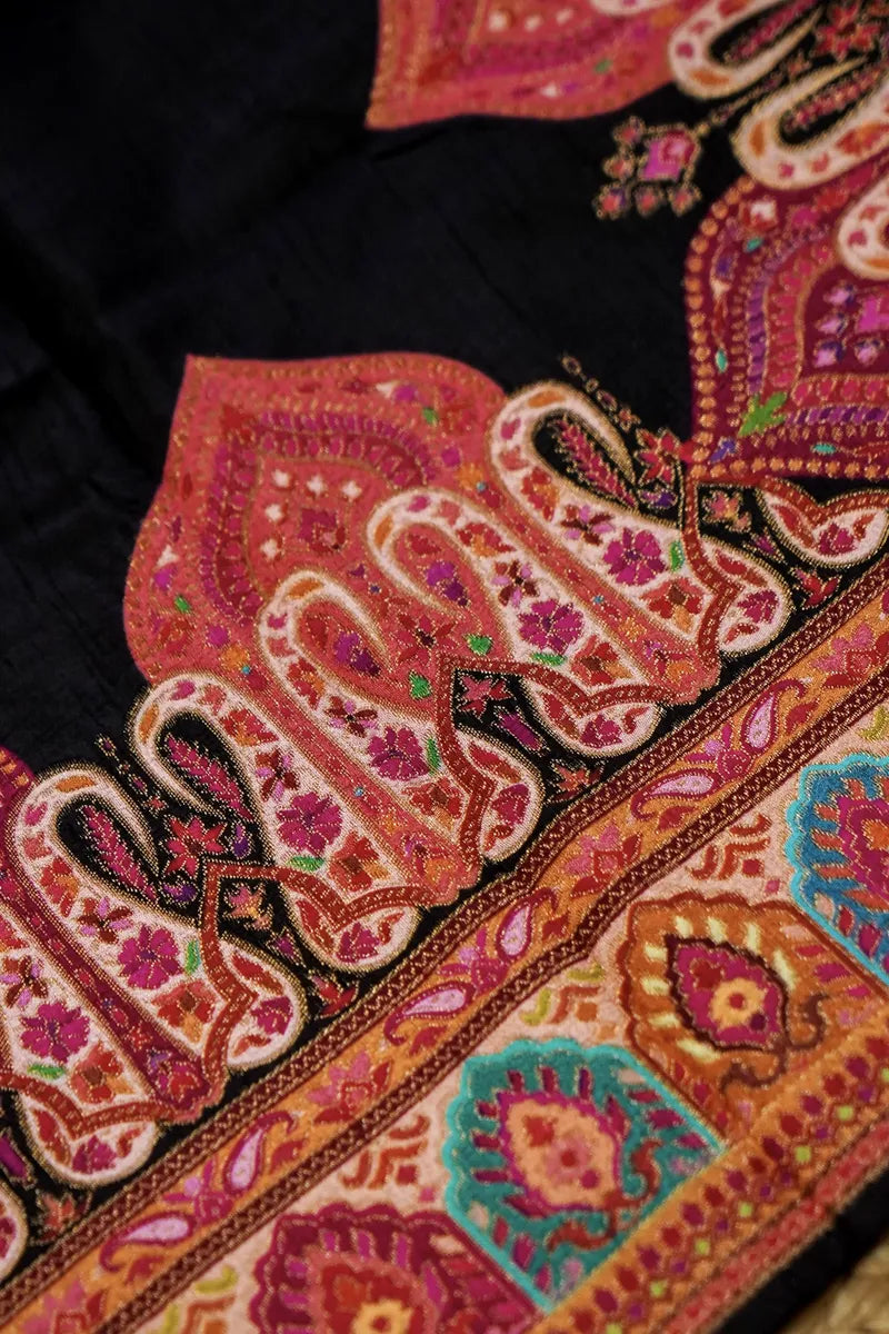 PASHMINA SILK BLACK COLOR UNSTITCHED SUIT MATERIAL