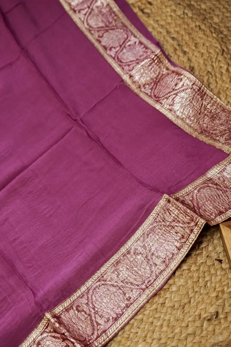 CRUSH TISSUE SILK PURPLE COLOR UNSTITCHED SUIT MATERIAL