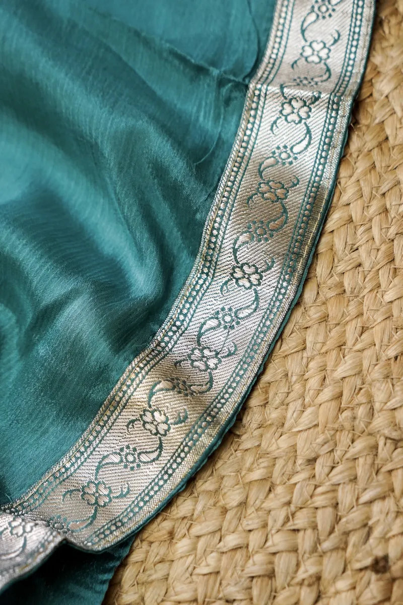 CHINIYA SILK SEA GREEN COLOR UNSTITCHED SUIT MATERIAL