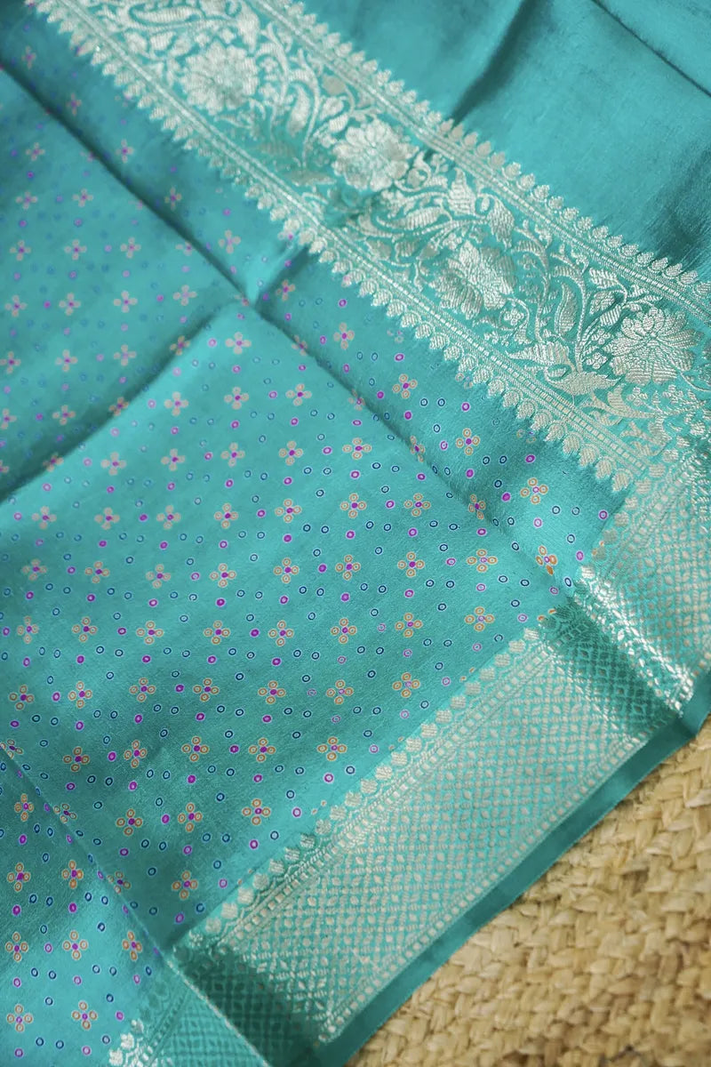 BANARASI KATAN SILK OCEAN BLUE COLOR UNSTITCHED SUIT MATERIAL